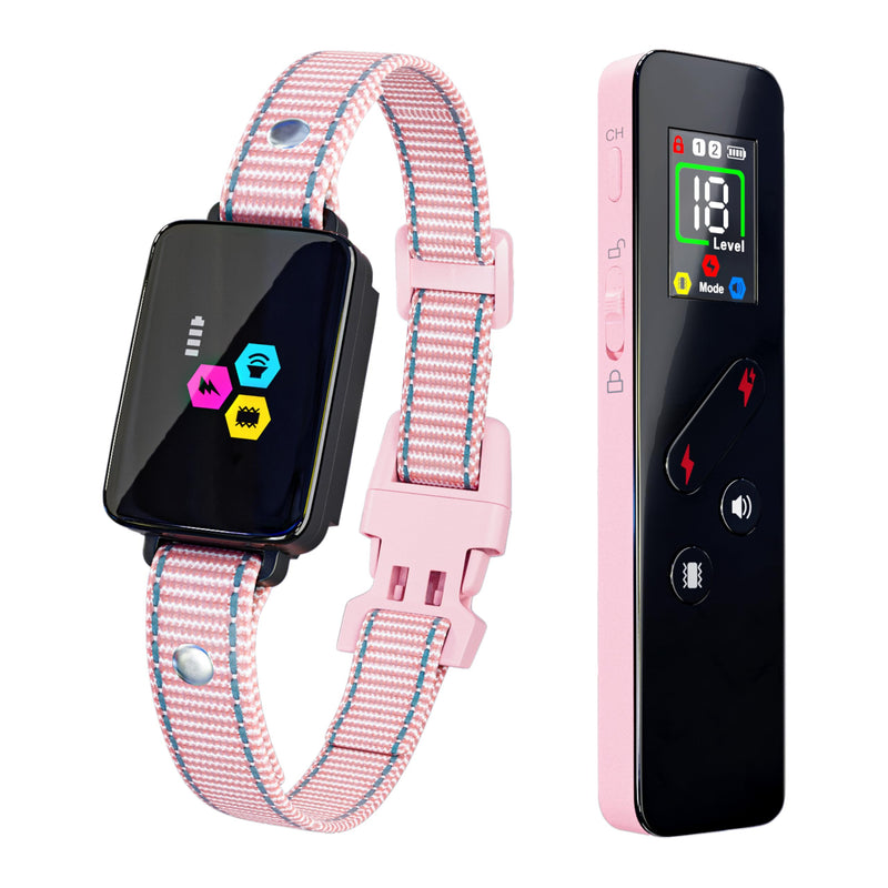 Cat Training Collar Cat Bark Collar with Remote Electric Cats Shock Collar 3300FT IP67 Waterproof 3 Training Modes Beep Vibration Shock Mode Top Meowing Effective for Bad Behavior Pink - BeesActive Australia