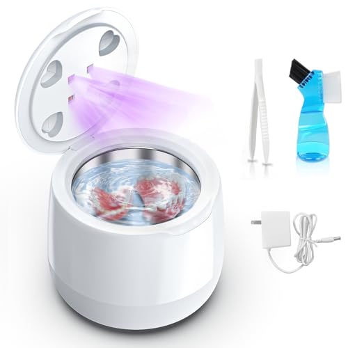Ultrasonic Retainer Cleaner - Retainer Cleaner Machine for Dentures,250ml Mouth Guard Cleaner, Aligner Cleaner, Braces,Toothbrush Heads Cleaner, 2 Modes Dental Cleaning Pod