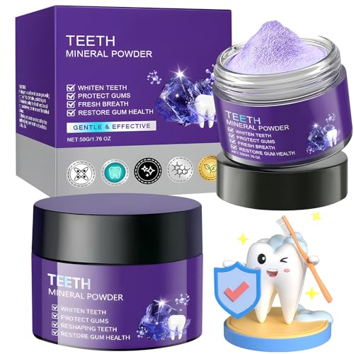 2PCS Teeth Restoration Mineral Powder,Mineral Tooth Powder,Teeth Whitening Mineral Powder, Effective in Strengthening Teeth and Gums, Dental Restoration Mineral Powder, Fresh Breath for Daily Use 50g