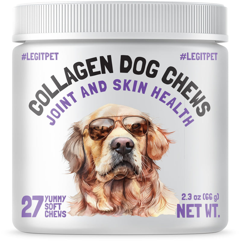 Collagen Dog Chews for Joint & Skin Health 27 Soft Chews All Breeds Mobility, Cartilage Repair & Pain Relief Hip & Joint Skin Coat Anti-inflammatory Support Eggshell Membrane Senior & Adult Dogs - PawsPlanet Australia