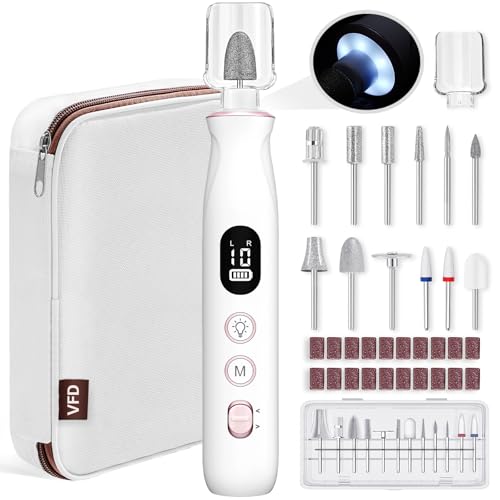 Electric Nail Drill Cordless 2000 mAh Rechargeable Portable Nail File Drill White