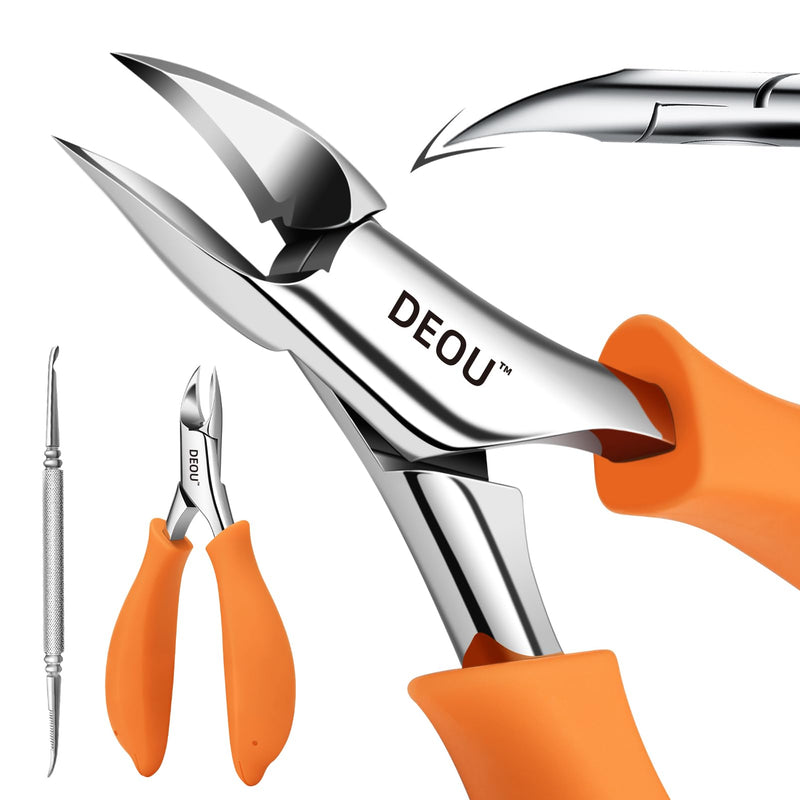 DEOU Podiatrist Toenail Clippers Ingrown Toenail Tools for Thick Nails and Inlaid Nails,Manicure and Pedicure Clippers,Heavy Duty Nail Clippers, Pedicure Tools (Orange+Nail Remover) Orange+nail Remover