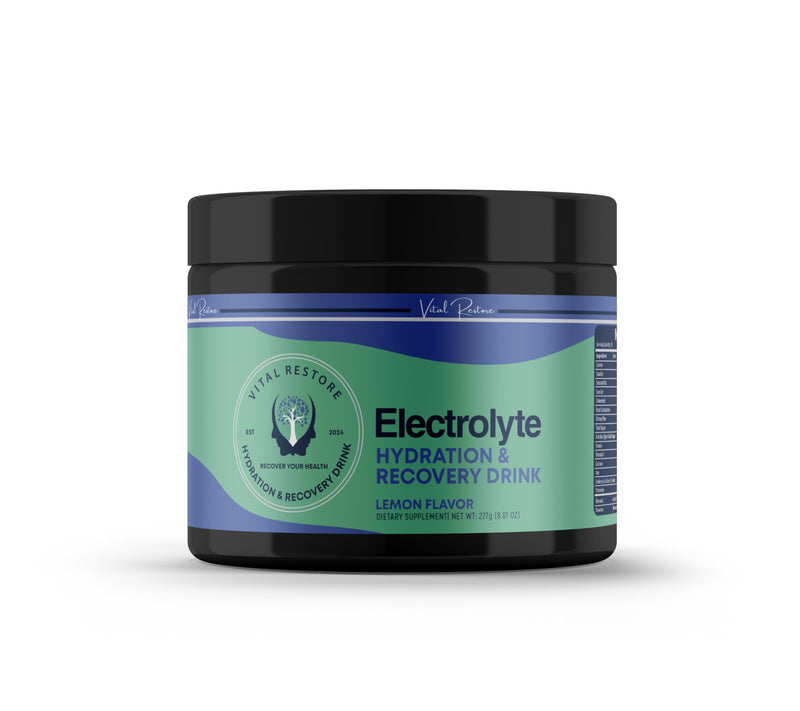 VitalRestore Natural Electrolyte Recovery Powder — with Ashwagandha & L-Glutamine | Sugar Free, No Artificial Sweeteners | Fast Hydration & Muscle Recovery | Lemon Flavor | 28 Servings