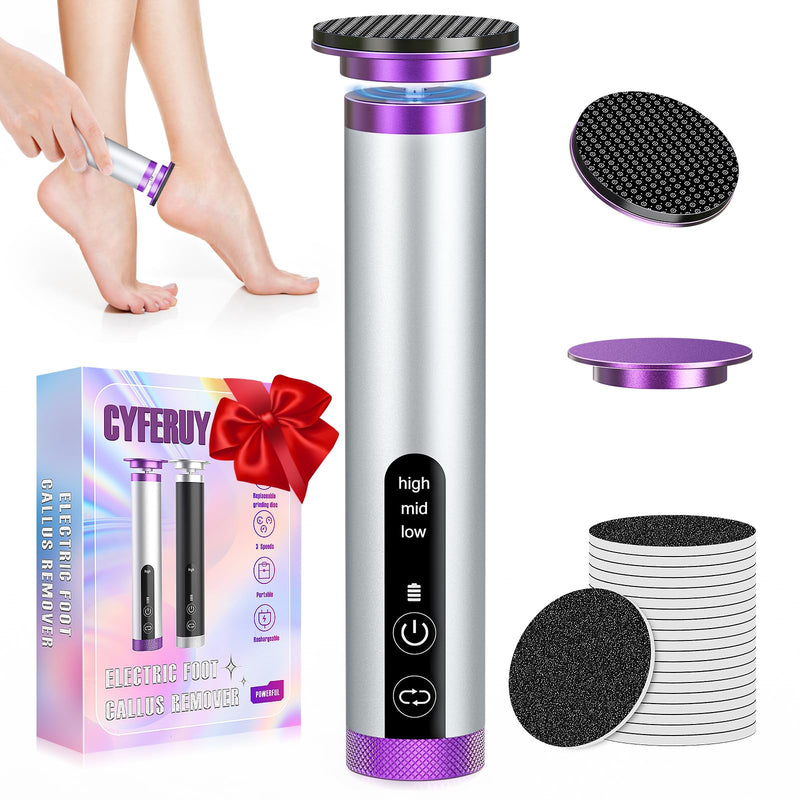 Electric Foot Callus Remover with Nano-Glass Head, Rechargeable Electric Foot File with Upgraded Powerful Metal Gear Motor, Premium Aluminum Cordless Callus Remover for Feet, Gifts for Men Women purple - BeesActive Australia