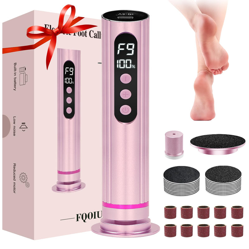 Electric Foot Callus Remover - 2 in 1 Electric Foot File,Adjustable Speed Foot File with Sandpaper Discs & Grinding Heads, 9 Speeds Callus Remover for Feet, Pedicure Tools for Valentine's Day Gift Pink - BeesActive Australia