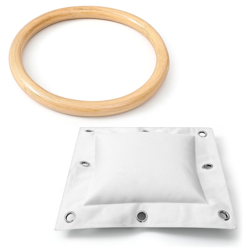 2 Pcs Wing Chun Rattan Ring with Kung Fu Wall Bag Set 8.7 Inch Wing Chun Ring 15.8 x 15.8 Inch Canvas Striking Boxing Punch Bag for Martial Arts Training Equipment - BeesActive Australia