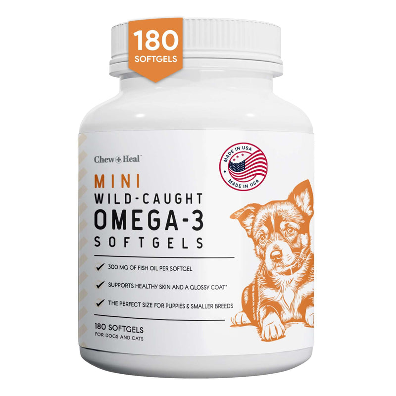 Wild Caught Omega 3 Fish Oil for Dogs - 300mg Softgel Capsules for Healthy Skin and Coat - 180 Dog Fish Oil Pills for Shedding, Dry Itching Skin, and Hot Spots - BeesActive Australia