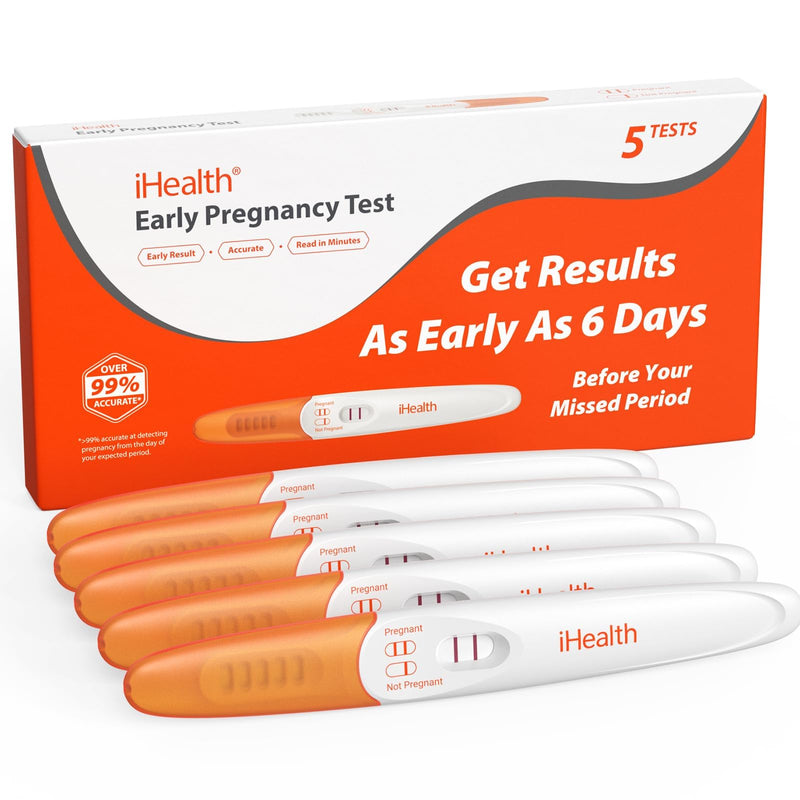 IHealth Pregnancy Test 5-Pack Value Kit - Ultra Sensitive Early Detection(10mIU/mL) - Over 99% Accurate Early Pregnancy Test - Multi-Pack Pruebas De Embarazo for Reliable Home Tracking 5 Pack - BeesActive Australia
