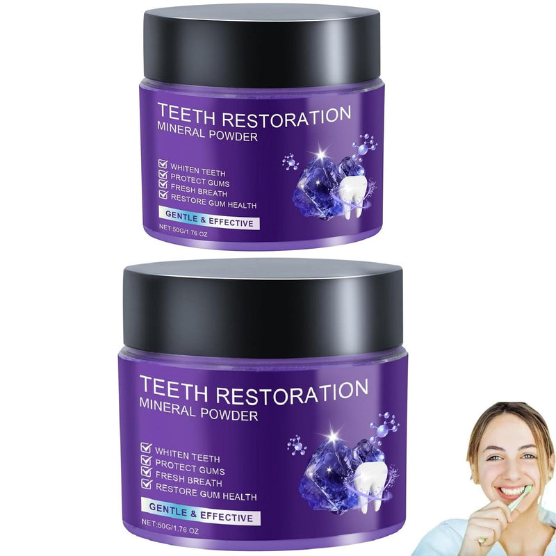2Pcs Teeth Restoration Mineral Powder, Purple Whitening Mineral Powder，Fresh Breath Effective in Strengthening Teeth and Gums,Gentle and Non-irritating.