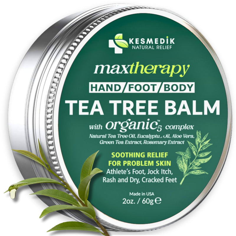 KESMEDIK Tea Tree Oil Balm for Skin, Soothes Itching, Rashes & Dry Skin, Antifungal Defense for Athlete’s Foot, Jock Itch, Chafing, Bug Bites & Eczema, Natural, Effective & Safe for All Ages 2 Ounce (Pack of 1)
