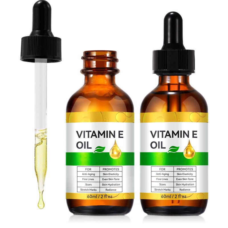 Liefiet Vitamin E Oil, Pure Vitamin E Oil for Skin, Scars, Nails and Scalp, Face and Body Moisturizer, Hydrating Dry Skin, Reduce Stretch Marks, Fine Lines & Wrinkles, 2Fl Oz (Pack of 2) 2 Fl Oz (Pack of 2)