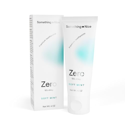 Something Nice Zero Toothpaste - 10% Nano Hydroxyapatite Toothpaste Fluoride Free, Remineralizing, Enamel Repair and Natural Whitening, Suitable for Sensitive Teeth, Adults & Kids Oral Care, Mint, 4oz