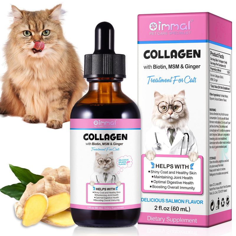 Collagen for Cats, Skin and Coat Supplement for Cats, Liquid Collagen for Cats, Itch Relief for Cats with Allergies, Support Immunity, Joint Health, Cat Collagen Supplement (2 Fl Oz) 2 Fl Oz - PawsPlanet Australia