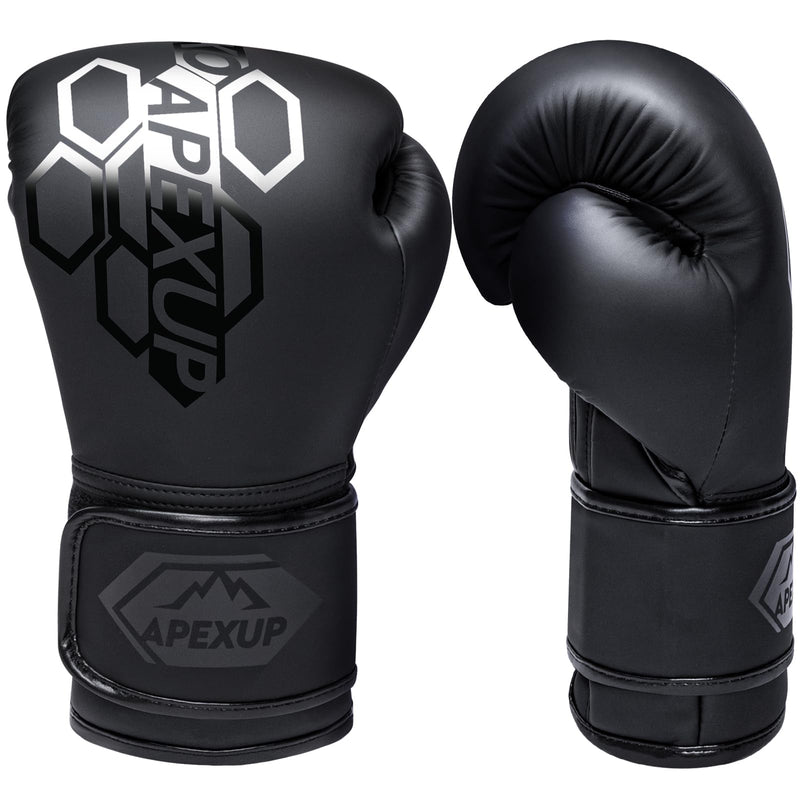 APEXUP Boxing Gloves Men Women, Pro Training Sparring, Heavy Bag Gloves for MMA Kickboxing Muay Thai 14 OZ Black