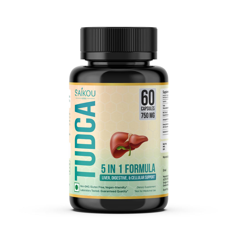 TUDCA (Tauroursodeoxycholic Acid) 750mg - 5 in 1 with Milk Thistle, Ashwagandha, Dandelion and Ginseng - 60 Servings - BeesActive Australia