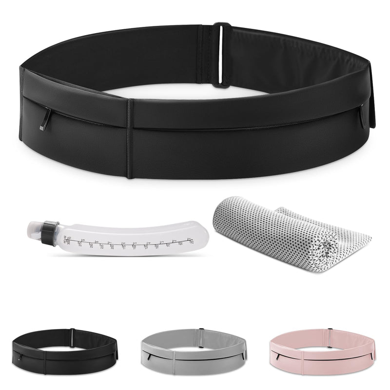 Ultimate Running Belt for Women and Men, Water Proof Running Belts Fanny Pack with Water Bottle, Slim Running Bag Belts with Phone Holder Bottle Holder Adjustable Fit for Runner (Medium) Black Medium