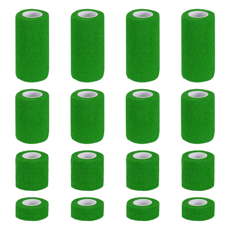 PATIKIL 1"/2"/3"/4" Self Adhesive Bandage Wrap, 16 Pcs 5 Yard Elastic Self Breathable Self Adherent Wrap Tape for Stretch Athletic Sports Wrist Ankle Outdoor Tape, Emerald Green - BeesActive Australia