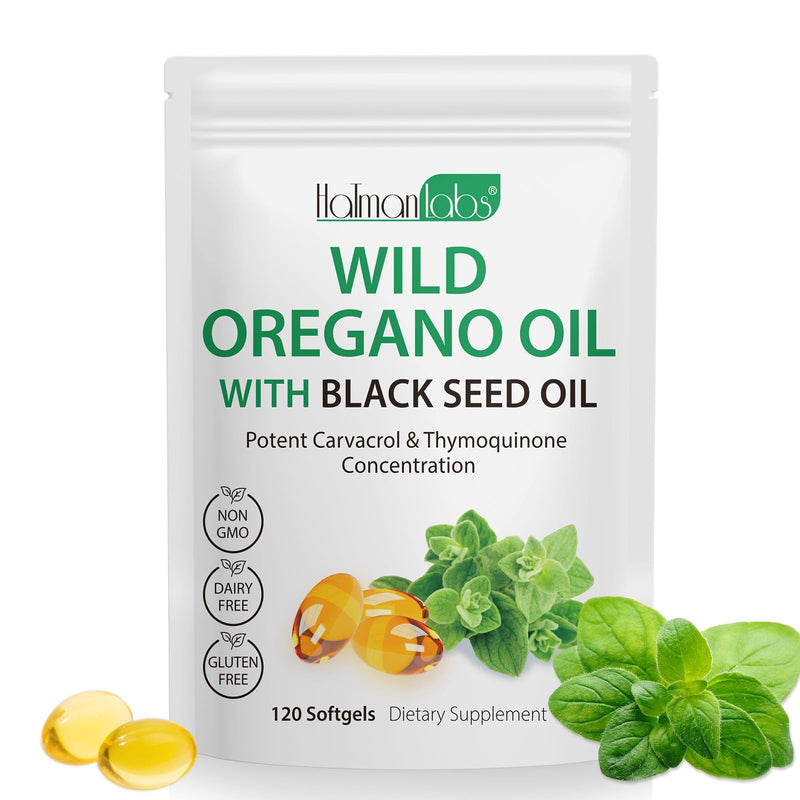 120PCS Oil of Oregano with Black Seed Oil Boosts Immune Oregano Oil Capsules Organic, Chlorophyll, Fast Absorption, GMP Certified 120 Count (Pack of 1)