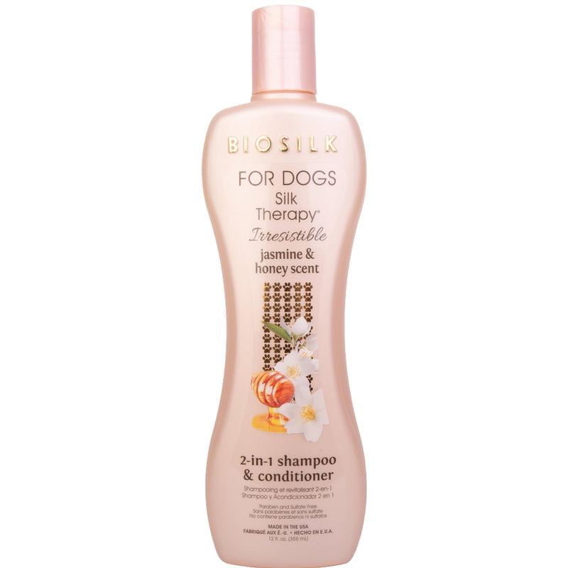 BioSilk for Dogs Silk Therapy Irresistible 2-in-1 Shampoo and Conditioner, Scented, Jasmine and Honey Scent, Paraben Free, Made in The USA, 12 Fl Ounces Shampoo & Conditioner 12 Fl Oz (Pack of 1) - PawsPlanet Australia