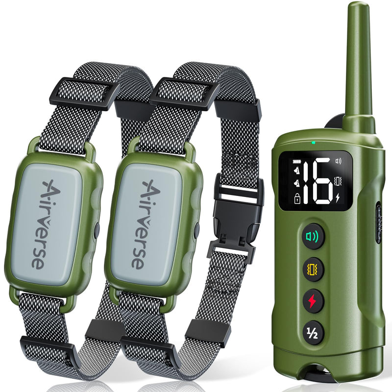 Dog Shock Collar 2 Dogs - 3300FT IP67 Waterproof Dog Training Collar with Remote, 3 Modes Electric Dog Bark Collar for All Breeds, Beep/Vibration/Humane Shock (1-16 Levels) Avocado Green 2-Pack - BeesActive Australia