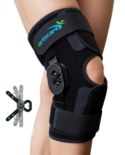 Hinged Knee Brace with Side Stabilizers & Locking Dial- Adjustable Knee Support for ACL Recovery, Meniscus Tear, Arthritis Pain Relief - Medical Immobilizer with Open Patella for Men & Women