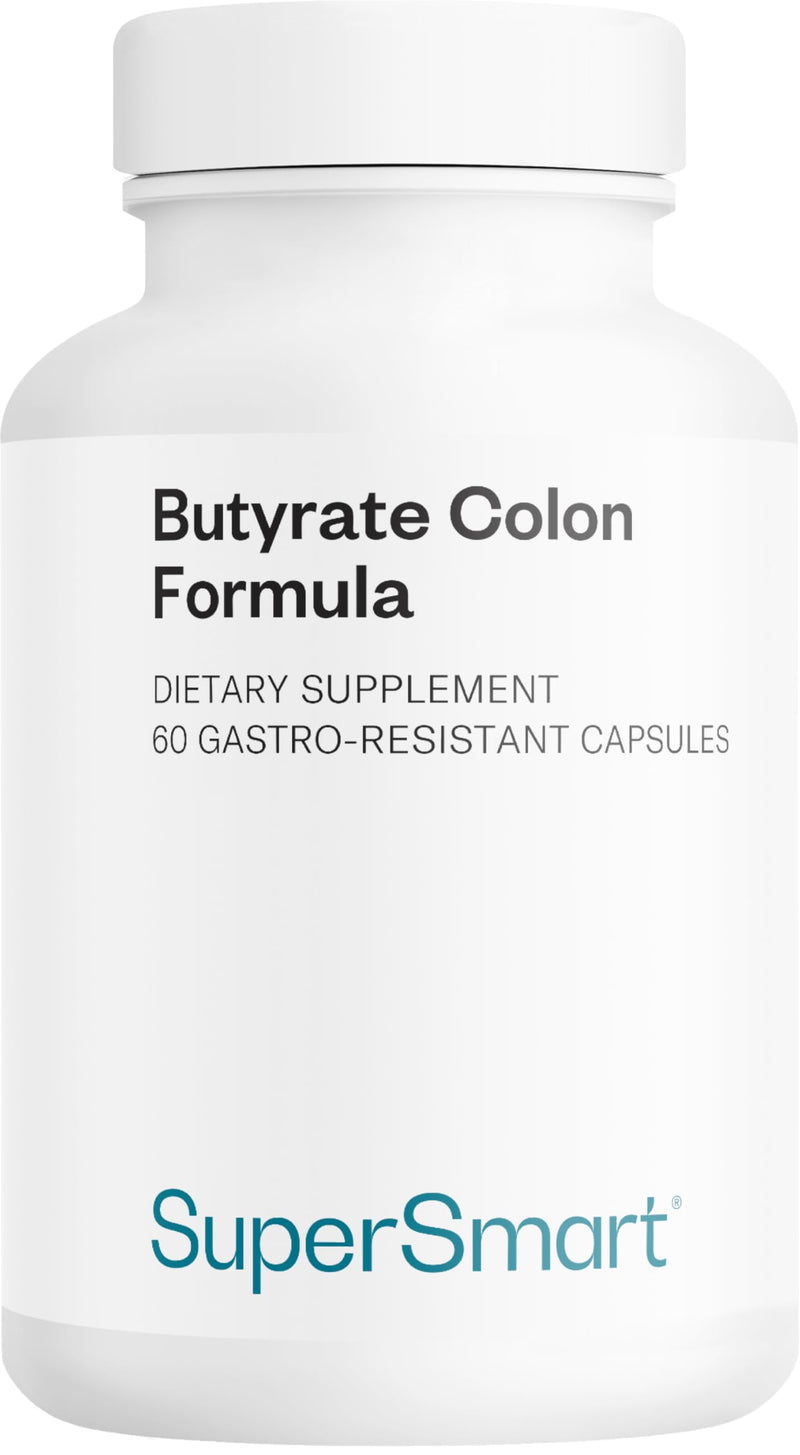 Supersmart Butyrate Colon Formula (Advanced Formula) - with Turmeric, MicrobiomeX & Peppermint Oil | Vegan & Gluten Free - 60 Gastro-Resistant Capsules