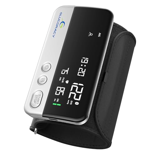 Glucoracy Arm Blood Pressure Monitor for Home Use,Large Display,Silver Silver