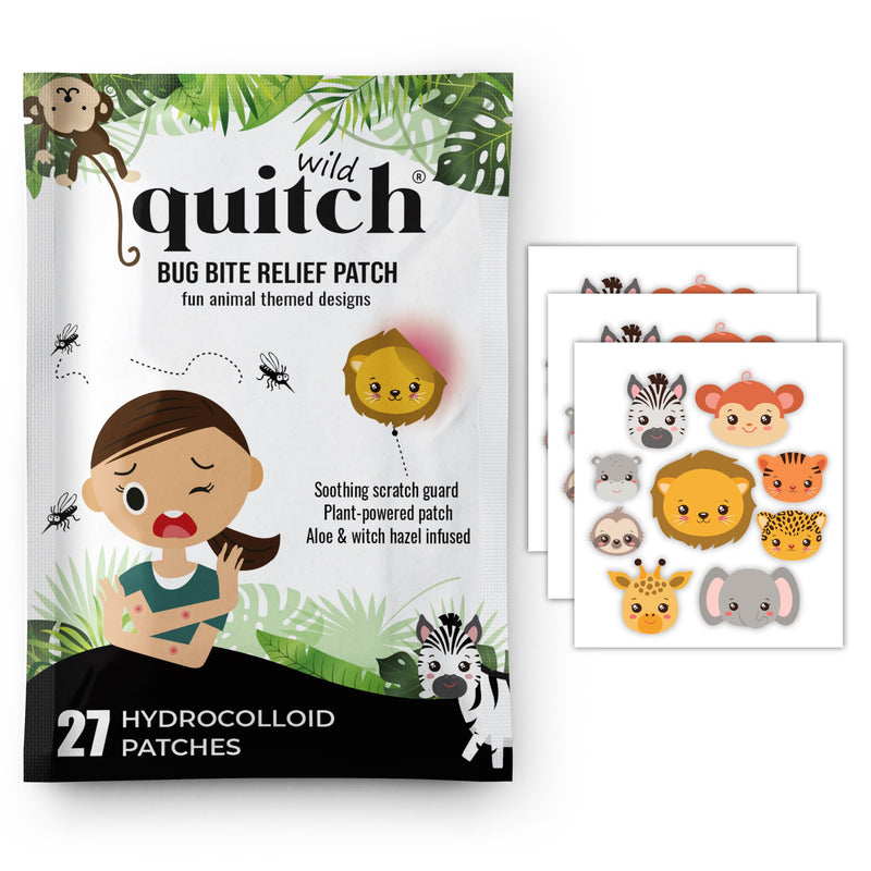 Quitch Mosquito Bite Relief Safari Animal Patches, Bug Bite Anti Itch Cream Alternative for Kids and Baby, Insect Bite Relief, After Bite Relief, Travel Essential for Summer Camp, Cruise and Outdoors - BeesActive Australia