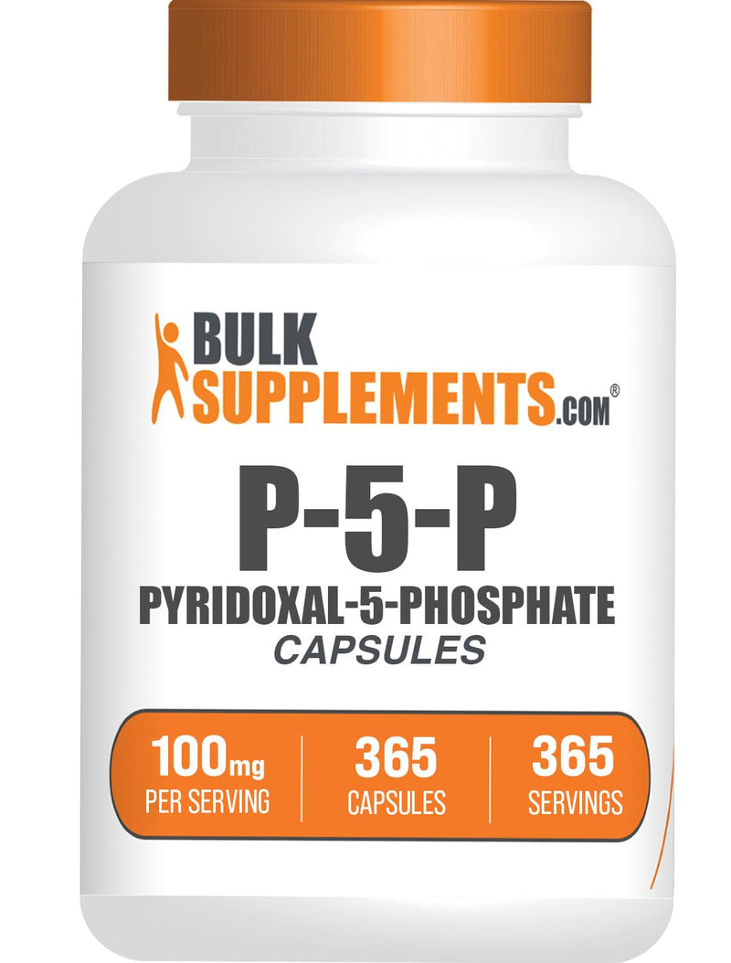 BulkSupplements.com Pyridoxal 5 Phosphate Capsules - P5P Supplement, Vitamin B6 Supplement - Essential & Gluten Free, 1 Capsule per Serving, 100mg Serving, 365 Count (Pack of 1)