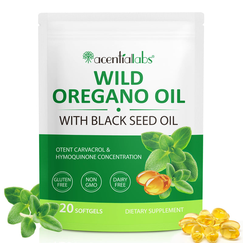 Oil of Oregano Softgels, 120 Count Oregano Oil Supplement Capsules, Oregano Oil Capsules, 165mg Carvacrol, 2 in 1 6000mg Oil of Oregano with Black Seed Oil 200mg 1 Pack - BeesActive Australia