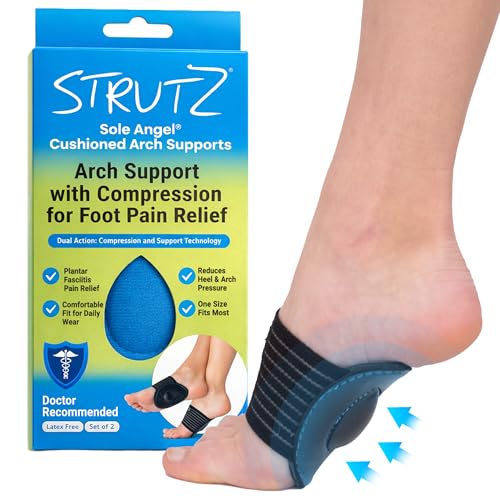 Strutz Sole Angel - The Original Patented Arch Support and Compression Technology - Plantar Fasciitis Support - Ease Discomfort and Improve Mobility - Metatarsal Foot Pads for Women and Men - 1 Pair