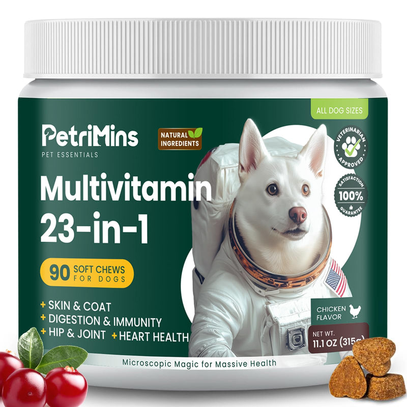 23-in-1 Dog Vitamins Supplements, Multivitamin Treats for Dogs with Glucosamine & Omega-3, Comprehensive Support for Hip & Joint, Digestion, Immune Health, Skin, Heart - 90ct, Chicken