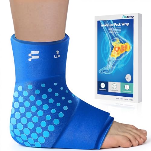 Ankle Ice Pack Wrap, Long-Lasting Cold Compression for Ankle Recovery 1 Pack L Blue