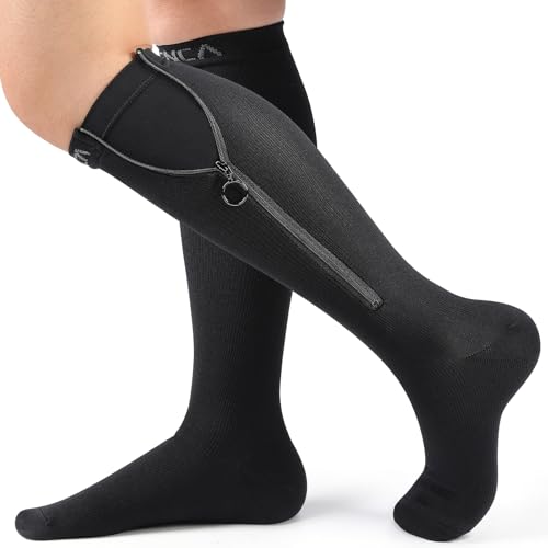 NEENCA Professional Compression Socks for Women Men Circulation, 20-30 mmHg Black Large-X-Large