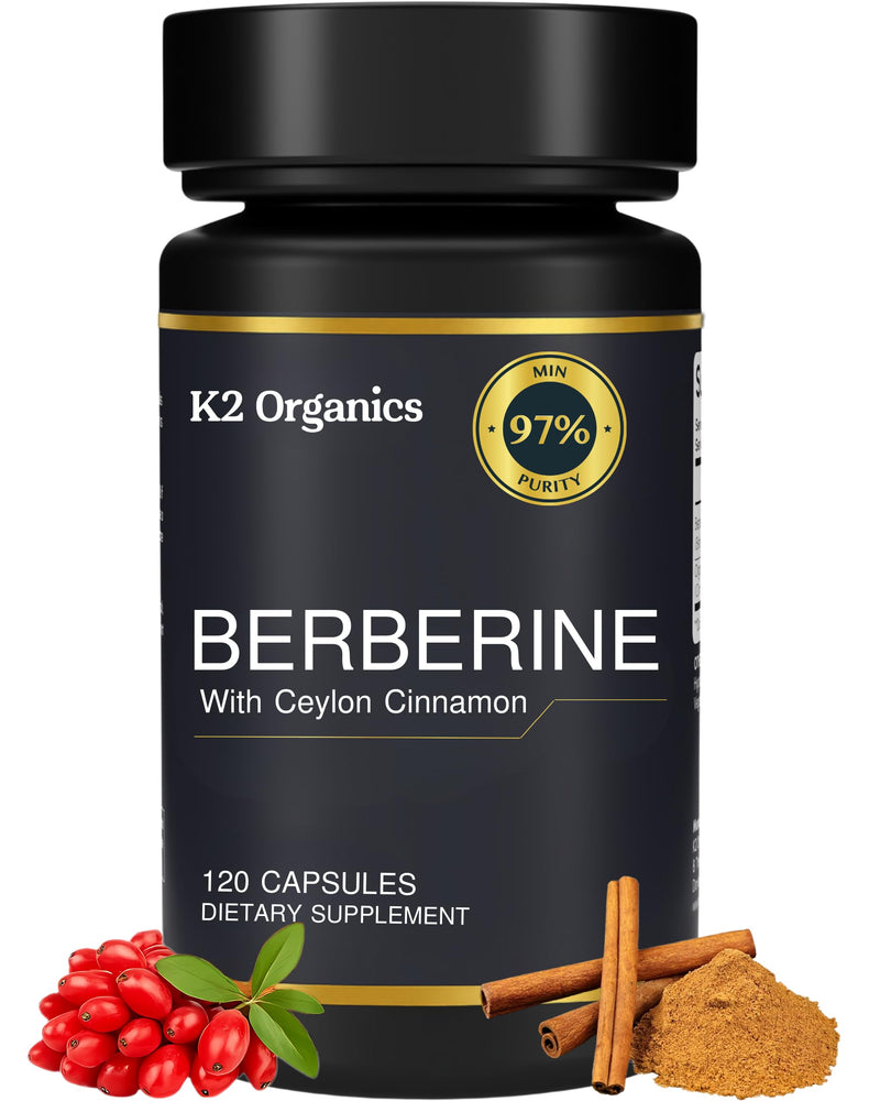 Berberine with Ceylon Cinnamon 1200mg ‚Äì 97% Purity- Non-GMO, Gluten-Free, Lab-Tested Vegan Berberine Supplement (120 Count) 120 Count (Pack of 1)
