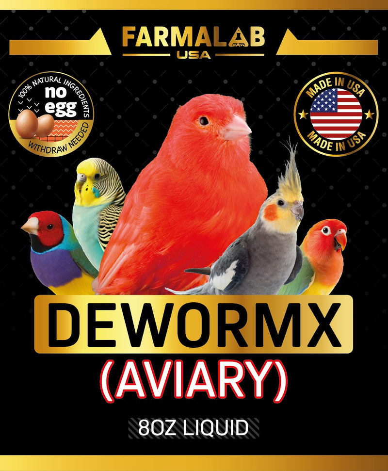 Farmalab Natural Dewormer No Withdraw Hens, Ducks, Roosters, Turkeys, Goose, Parakeets, Cockatiels, Lovebirds, Finches, Quakers, Pigeons, Palomas, Buchones, All Baby Chicks (8oz, Caged Birds Aviary) 8 Fl Oz (Pack of 1)