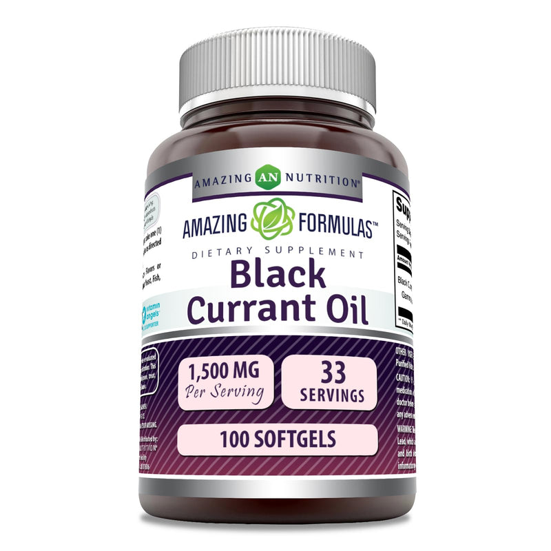 Amazing Formulas Black Currant Oil 1500 Mg Per Serving | Softgels | with GLA (Gamma-Linolenic Acid) | Non-GMO | Gluten Free (1 Pack, 100 Count) 1 Count (Pack of 1) - BeesActive Australia