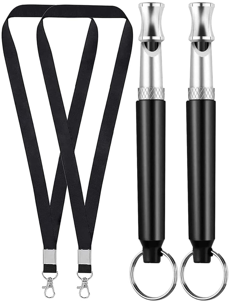 Dog Whistle, 2-Pack Professional Ultrasonic Dog Whistle to Stop Barking, Recall Training, Ultrasonic Silent Dog Whistle Training to Stop Barking Control Devices for Neighbors Dog, with Black Lanyard - BeesActive Australia
