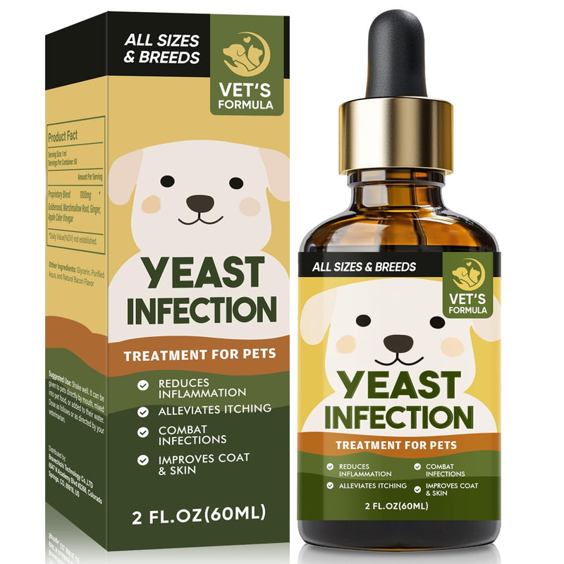 Yeast Infection Treatment for Dogs, Effective Dog Ear Infection Treatment, Natural Ingredients, for Relieve Allergies and Itching, Improves Pet Coat & Skin,60ML - BeesActive Australia