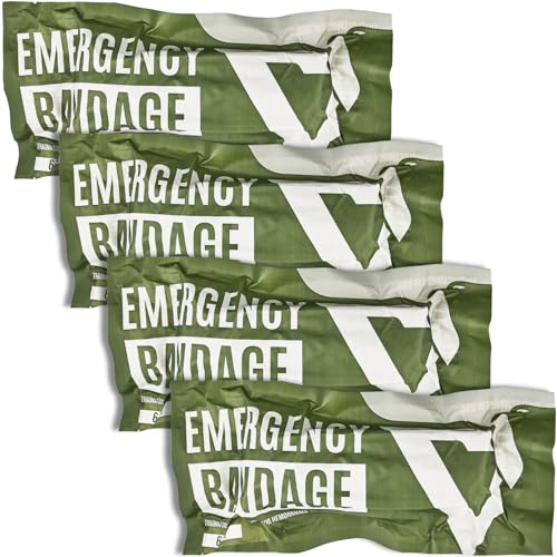 CareTac 6" Israeli-Style Emergency Trauma Compression Bandage – Elastic Pressure Wound Dressing, Sterile & Vacuum-Sealed for Bleed Control, Combat, Tactical First Aid Kit, Medical IFAK, & Military 4pk 4 Pack