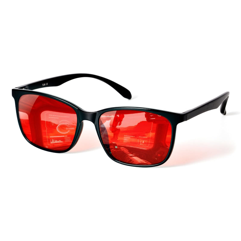 TIJN Sleep Glasses for 99.9% Blue Green Light Blocking for Women Men Dual AR Coating Red Lens for Computer Gaming, TR90 (Max Protect- Red Lens) Tr90-black