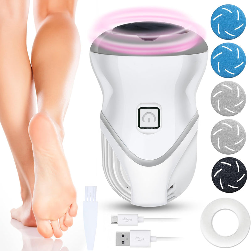 Electric Foot Callus Remover for Women Men, Rechargeable Electric Foot File Pedicure Tool with 2 Speeds and 6 Grinding Heads, Portable Feet Grinder for Cracked Dry Heels Dead Skin Calluses - BeesActive Australia