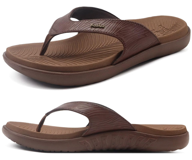 KuaiLu Women's Orthotic Arch Support Flip Flop Sandals 8.5 Brown