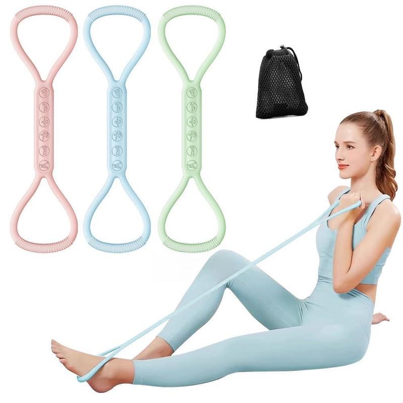 2025 Upgraded Figure 8 Resistance Band for Physical Therapy, Shoulder Back Arm Exercise Bands, 3 Resistance Levels for 15 25 35lb for Kids Adult Elderly 15LB+25LB+35LB