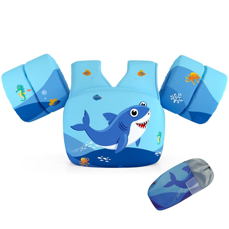DOOHALO Kids Swim Floats for 28-70 Pounds Kid Arm Shoulder Float Vest Fit for 2-8 Years Older Boys Girls Toddler Baby Children Dark Blue Red Shark - BeesActive Australia