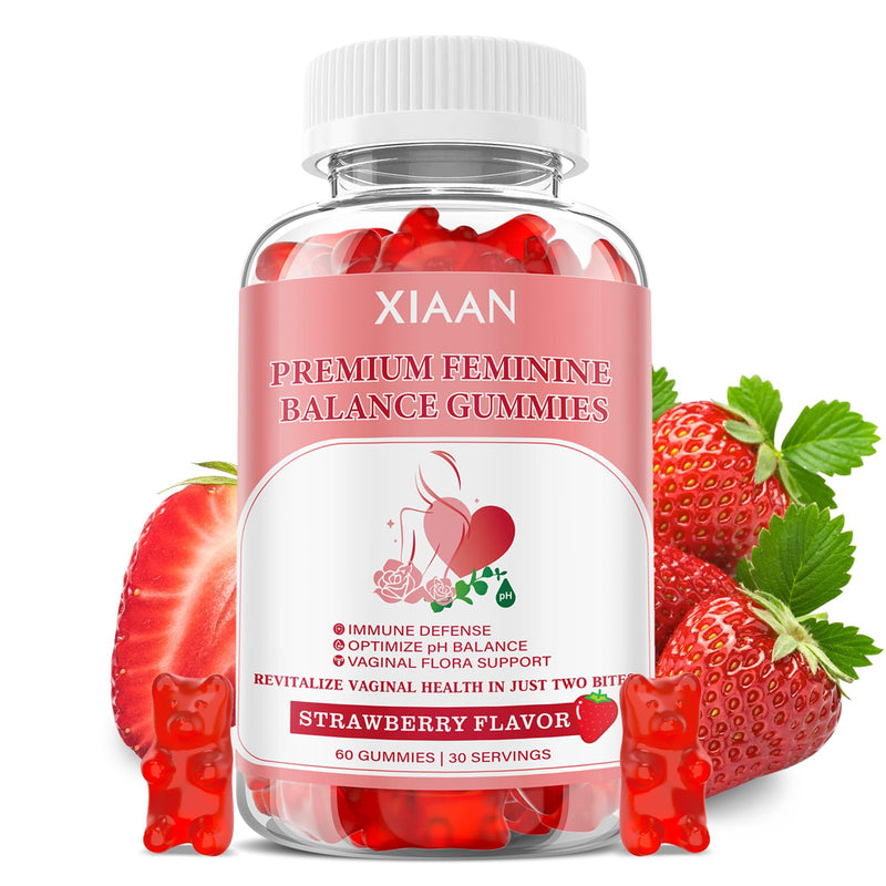Feminine Balance Gummies for Women, Premium Feminine Balance Gummies Support PH Balance & Vaginal Health, Vegan, Gluten-Free, Strawberry Flavor 60 Gummies 60 Count (Pack of 1)