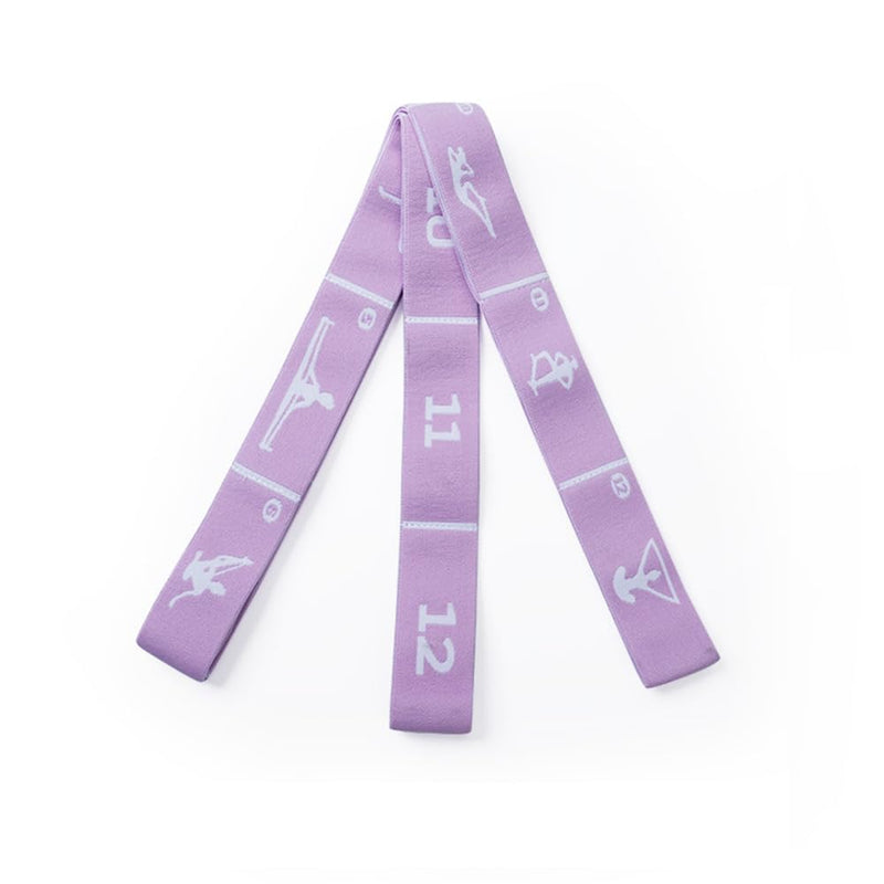 Multi-Functional Slimming Resistance Bands Yoga Straps Elastic Stretching Band 10/12 Loops for Pilates, Latin Training, Dance, Gymnastics, Fitness, Ballet and Physical Therapy Purple 12 Grids