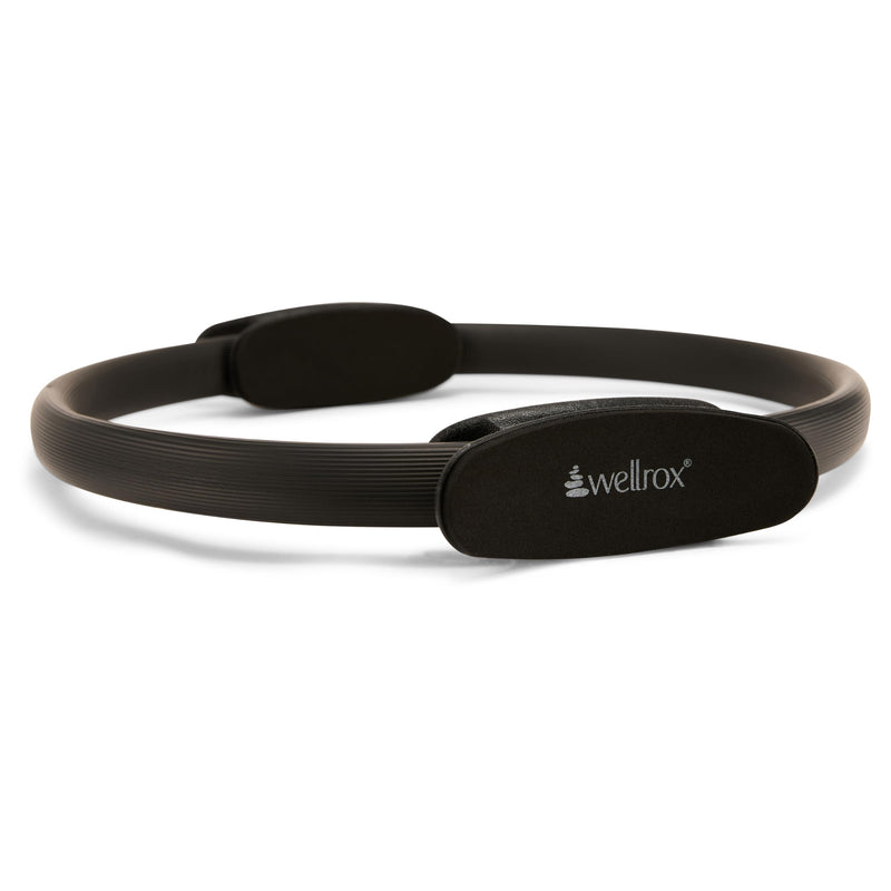 Wellrox Pilates Ring and Carrying Bag- Lightweight Magic Circle Yoga Ring- Core, Thigh and Arm Exerciser for Yoga, Pilates, Strength Training (15 inches) Black