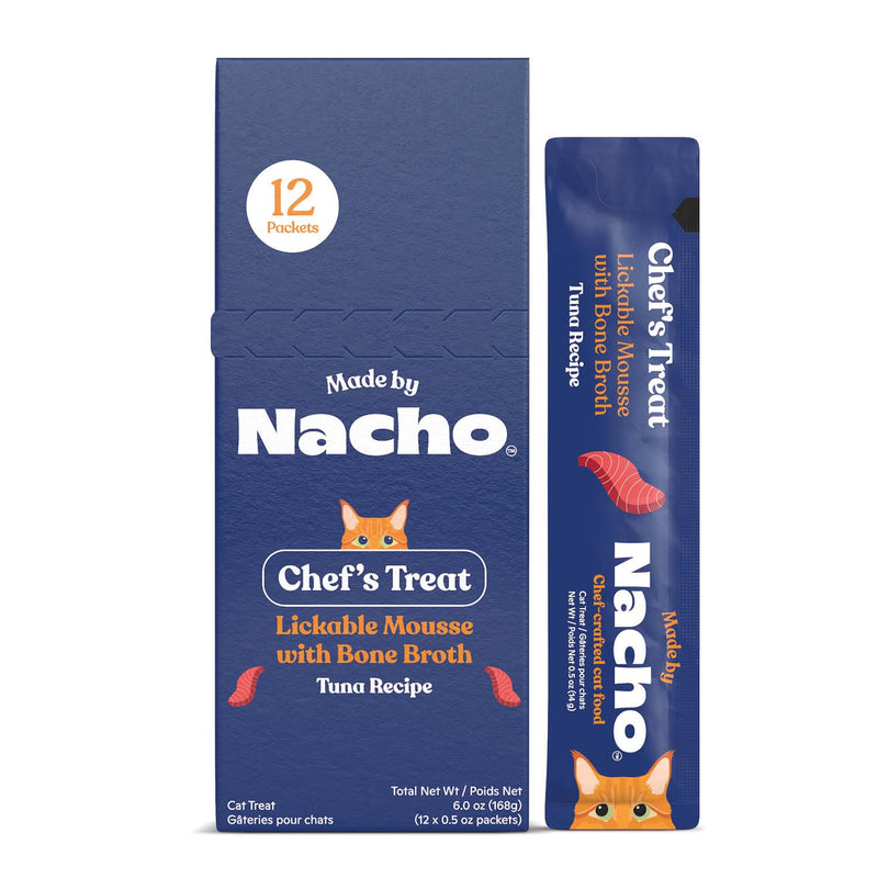 Made by Nacho Lickable Cat Treats Mousse Tubes 12 Count with Bone Broth Tuna Recipe (.5 oz) No Grains, Corn, Wheat or Soy 0.04 Fl Oz (Pack of 12)