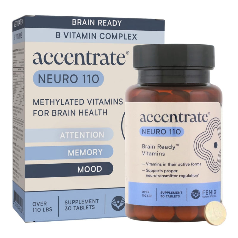 Accentrate Neuro - Brain Health, Methylated Vitamin B Complex, MTHFR | Every B vitamin already in its active form, so your body does not have to convert it first. Supports focus and mood. Teen/Adult